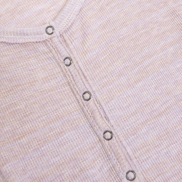 Free People We The Free Peplum Thermal Top Pink Lavender Long Sleeve Henley - Picture 6 of 14